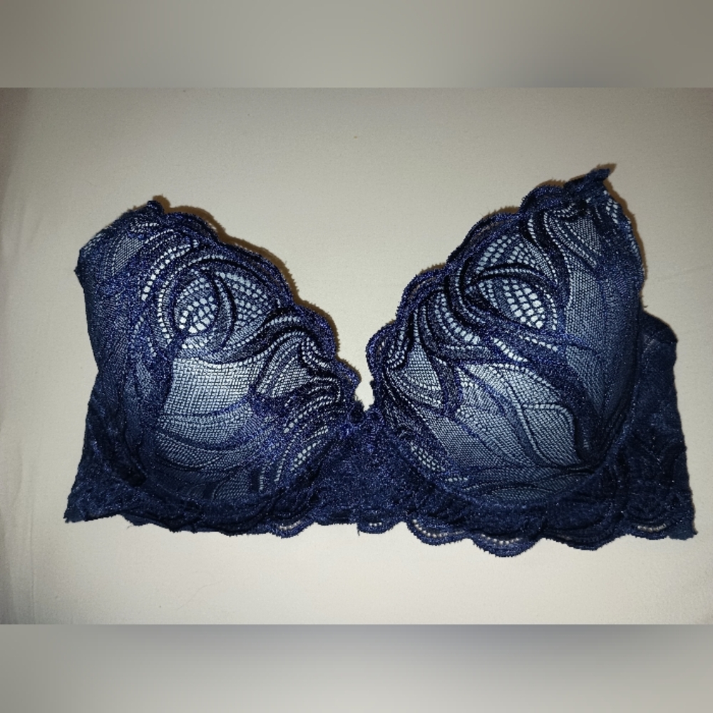Paramour Blue Lace Pushup Bra Size 36D